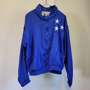 Vintage Active Exposure Windbreaker Jacket 1990s Blue Stars Womens Sz Large